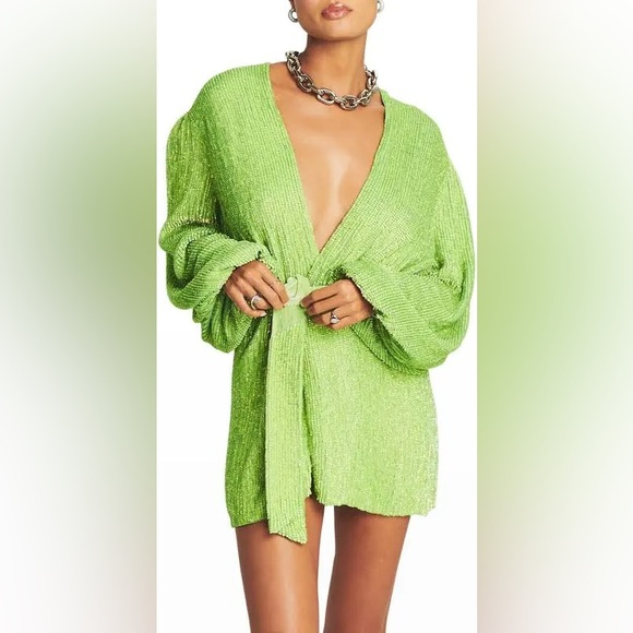 Retrofete Gabrielle sequin dress in lime brand NWT - Picture 1 of 3